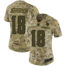 Nike Minnesota Vikings #18 Justin Jefferson Camo Womens Stitched NFL Limited 2018 Salute To Service Jersey