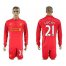 Liverpool #21 Lucas Home Long Sleeves Soccer Club Jersey
