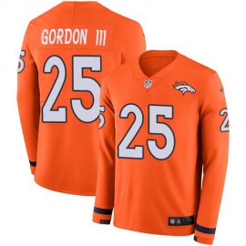Nike Denver Broncos #25 Melvin Gordon III Orange Team Color Mens Stitched NFL Limited Therma Long Sleeve Jersey
