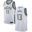 Nike Milwaukee Bucks #13 Jordan Nwora Womens 2021 NBA Finals Champions Swingman Association Edition Jersey White Womens