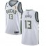 Nike Milwaukee Bucks #13 Jordan Nwora Womens 2021 NBA Finals Champions Swingman Association Edition Jersey White Womens
