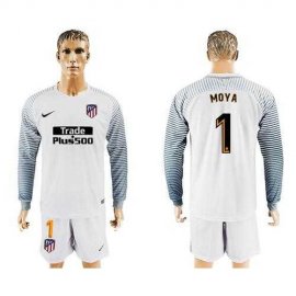 Atletico Madrid #1 Moya White Goalkeeper Long Sleeves Soccer Club Jersey