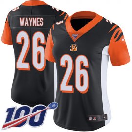 Nike Cincinnati Bengals #26 Trae Waynes Black Team Color Womens Stitched NFL 100th Season Vapor Untouchable Limited Jersey