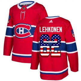 Adidas Montreal Canadiens #62 Artturi Lehkonen Red Home Authentic USA Flag Stitched NHL Jersey