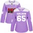 Adidas Ottawa Senators #65 Erik Karlsson Purple Authentic Fights Cancer Womens Stitched NHL Jersey