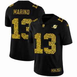 Miami Dolphins #13 Dan Marino Mens Nike Leopard Print Fashion Vapor Limited NFL Jersey Black