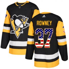 Adidas Pittsburgh Penguins #37 Carter Rowney Black Home Authentic USA Flag Stitched NHL Jersey