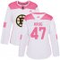 Adidas Boston Bruins #47 Torey Krug White/Pink Authentic Fashion Womens Stitched NHL Jersey