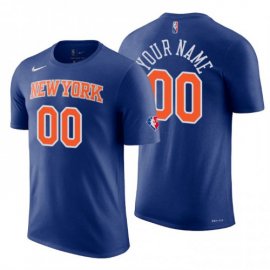 New York Knickss Custom Blue Mens Nike 2021-22 NBA 75th Anniversary Diamond T-Shirt