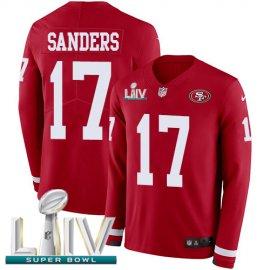 Nike San Francisco 49ers #17 Emmanuel Sanders Red Super Bowl LIV 2020 Team Color Mens Stitched NFL Limited Therma Long Sleeve Jersey