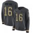 Nike San Francisco 49ers #16 Joe Montana Anthracite Salute to Service Womens Stitched NFL Limited Therma Long Sleeve Jersey