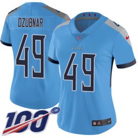Nike Tennessee Titans #49 Nick Dzubnar Light Blue Alternate Womens Stitched NFL 100th Season Vapor Untouchable Limited Jersey
