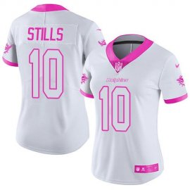Nike Miami Dolphins #10 Kenny Stills White/Pink Womens Stitched NFL Limited Rush Fashion Jersey