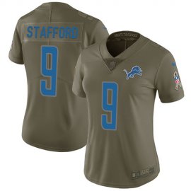 Nike Detroit Lions #9 Matthew Stafford Olive Womens Stitched NFL Limited 2017 Salute to Service Jersey