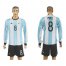 Argentina #8 Perez Home Long Sleeves Soccer Country Jersey