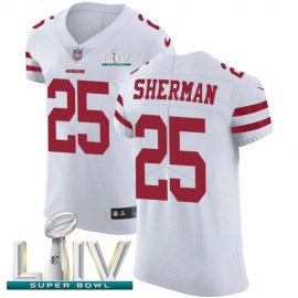 Nike San Francisco 49ers #25 Richard Sherman White Super Bowl LIV 2020 Mens Stitched NFL Vapor Untouchable Elite Jersey