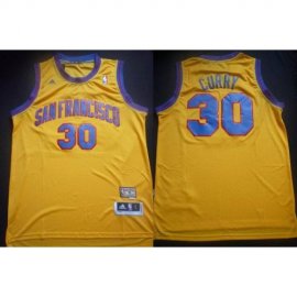 Golden State Warriors 30 Stephen Curry Throwback Hardwood Classics Revolution 30 Swingman Yellow NBA Jerseys Cheap