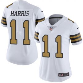 Nike New Orleans Saints #11 Deonte Harris White Womens Stitched NFL Limited Rush Jersey