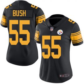 Nike Pittsburgh Steelers #55 Devin Bush Black Womens Stitched NFL Limited Rush Jersey