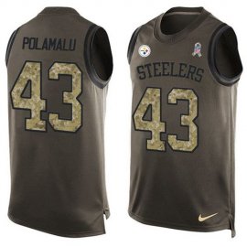 Nike Pittsburgh Steelers #43 Troy Polamalu Green Mens Stitched NFL Limited Salute To Service Tank Top Jersey