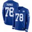 Nike New York Giants #78 Andrew Thomas Royal Blue Team Color Youth Stitched NFL Limited Therma Long Sleeve Jersey