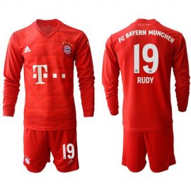 Bayern Munchen #19 Rudy Home Long Sleeves Soccer Club Jersey