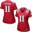 Nike New England Patriots #11 Julian Edelman Red Alternate Womens Stitched NFL Elite Jersey