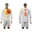 Spain #6 A.Iniesta White Away Long Sleeves Soccer Country Jersey
