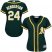 Oakland Athletics #24 Rickey Henderson Green Alternate Womens Stitched MLB Jersey