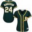 Oakland Athletics #24 Rickey Henderson Green Alternate Womens Stitched MLB Jersey