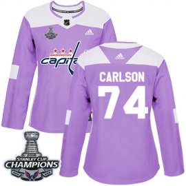 Adidas Washington Capitals #74 John Carlson Purple Authentic Fights Cancer Stanley Cup Final Champions Womens Stitched NHL Jersey