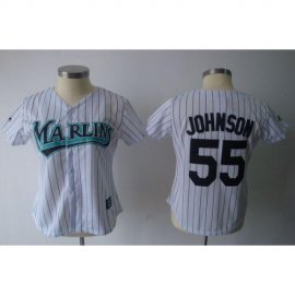 Miami Marlins #55 Josh Johnson White Womens Fashion Stitched MLB Jersey