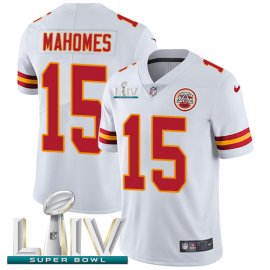 Nike Kansas City Chiefs #15 Patrick Mahomes White Super Bowl LIV 2020 Mens Stitched NFL Vapor Untouchable Limited Jersey