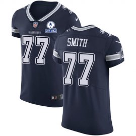 Nike Dallas Cowboys #77 Tyron Smith Navy Blue Team Color Mens Stitched With Established In 1960 Patch NFL Vapor Untouchable Elite Jersey