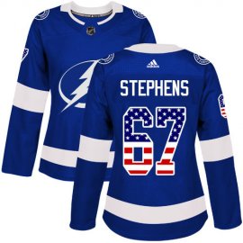 Adidas Tampa Bay Lightning #67 Mitchell Stephens Blue Home Authentic USA Flag Womens Stitched NHL Jersey