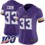 Nike Minnesota Vikings #33 Dalvin Cook Purple Team Color Womens Stitched NFL 100th Season Vapor Limited Jersey