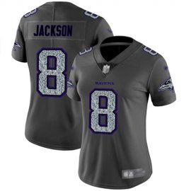 Nike Baltimore Ravens #8 Lamar Jackson Gray Static Womens Stitched NFL Vapor Untouchable Limited Jersey