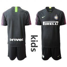 Inter Milan Blank Black Goalkeeper Kid Soccer Club Jersey