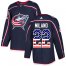 Adidas Columbus Blue Jackets #22 Sonny Milano Navy Blue Home Authentic USA Flag Stitched NHL Jersey