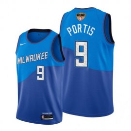 Nike Milwaukee Bucks #9 Bobby Portis Youth 2021 NBA Finals Bound City Edition Jersey Blue Youth