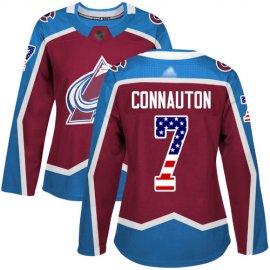 Adidas Colorado Avalanche #7 Kevin Connauton Burgundy Home Authentic USA Flag Womens Stitched NHL Jersey