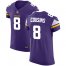 Nike Minnesota Vikings #8 Kirk Cousins Purple Team Color Mens Stitched NFL Vapor Untouchable Elite Jersey