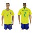 Brazil #2 Dani Alves Home Soccer Country Jersey