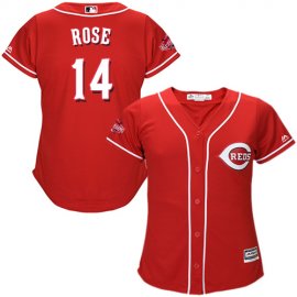 Cincinnati Reds #14 Pete Rose Red Alternate Womens Stitched MLB Jersey