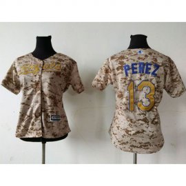 Kansas City Royals #13 Salvador Perez Camo Womens Fashion Stitched MLB Jersey