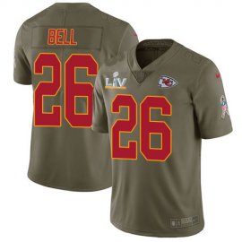 Nike Kansas City Chiefs #26 LeVeon Bell Olive Youth Super Bowl LV Bound Stitched NFL Limited 2017 Salute To Service Jersey