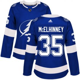 Adidas Tampa Bay Lightning #35 Curtis McElhinney Blue Home Authentic Womens Stitched NHL Jersey