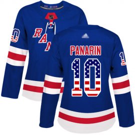 Adidas New York Rangers #10 Artemi Panarin Royal Blue Home Authentic USA Flag Womens Stitched NHL Jersey