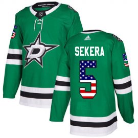 Adidas Dallas Stars #5 Andrej Sekera Green Home Authentic USA Flag Stitched NHL Jersey