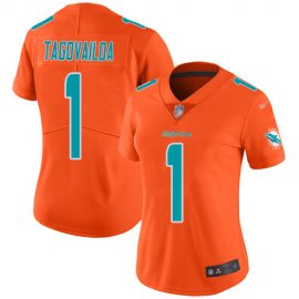 Nike Miami Dolphins #1 Tua Tagovailoa Orange Womens Stitched NFL Limited Inverted Legend Jersey